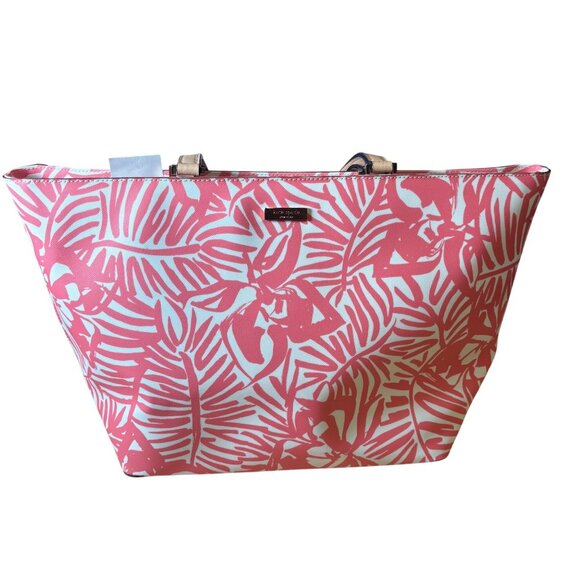 Kate Spade Grant Street Tropical Palm Juno Tote, Pink Multi - Picture 1 of 16